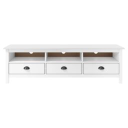 Berkfield Home TV Cabinet Hill White 158x40x47 cm Solid Pine Wood - Size: 158 x 40 x 47 cm - thumbnail 2