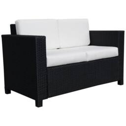 OUTSUNNY Rattan Wicker 2-seat Sofa Loveseat Padded Garden Furniture Black - thumbnail 2