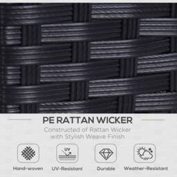 OUTSUNNY Rattan Wicker 2-seat Sofa Loveseat Padded Garden Furniture Black - thumbnail 4