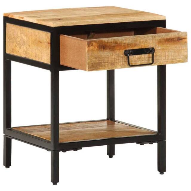 Berkfield Home Bedside Cabinet 40x35x50 cm Solid Wood Rough Mango in Brown - Size: 40 x 35 x 50 cm - image 1