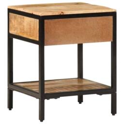 Berkfield Home Bedside Cabinet 40x35x50 cm Solid Wood Rough Mango in Brown - Size: 40 x 35 x 50 cm - thumbnail 7