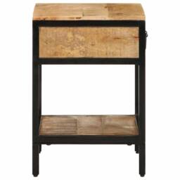 Berkfield Home Bedside Cabinet 40x35x50 cm Solid Wood Rough Mango in Brown - Size: 40 x 35 x 50 cm - thumbnail 6