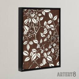 "Artery8 Tree Branch & Leaf Pattern Framed Canvas Wall Art Print Bijutsukai in Brown - Size: W12"" x H16""" - thumbnail 2