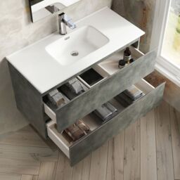 Banyetti Vatilla 1000mm WallHung Vanity Unit with Athena Basin-Cemento Grey - thumbnail 3