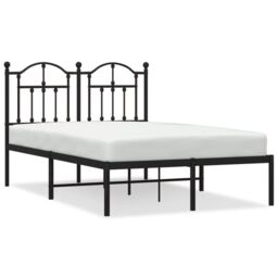 Berkfield Home Metal Bed Frame with Headboard Black 120x190 cm Small Double - thumbnail 2