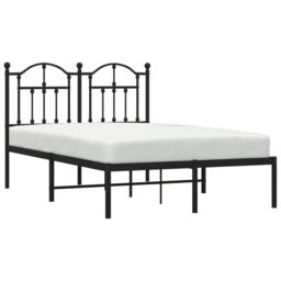 Berkfield Home Metal Bed Frame with Headboard Black 120x190 cm Small Double - thumbnail 3