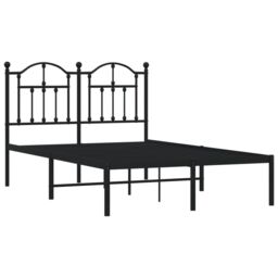 Berkfield Home Metal Bed Frame with Headboard Black 120x190 cm Small Double - thumbnail 4