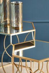 Orsina Sleek Set Of Two Champagne Finish Tables, Metallic Champagne Frame Side Table, Sleek Small Table For Lounge in Gold - thumbnail 4
