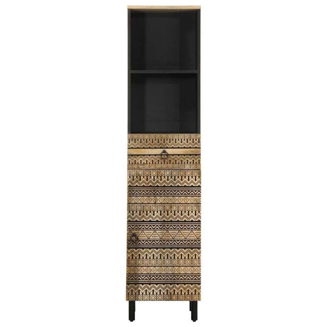 Berkfield Home Beautiful Bathroom Cabinet 38x33.5x160 cm Solid Wood Mango in Black - image 1
