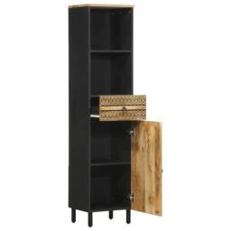 Berkfield Home Beautiful Bathroom Cabinet 38x33.5x160 cm Solid Wood Mango in Black - thumbnail 3