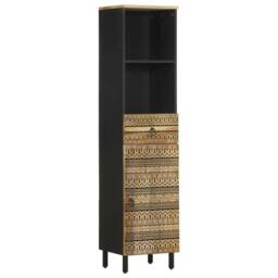 Berkfield Home Beautiful Bathroom Cabinet 38x33.5x160 cm Solid Wood Mango in Black - thumbnail 2
