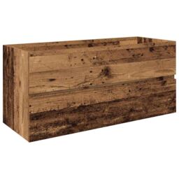 Berkfield Home Sink Cabinet with Built-in Basin & Faucet Old Wood in Brown - thumbnail 4