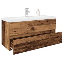 Berkfield Home Sink Cabinet with Built-in Basin & Faucet Old Wood in Brown - thumbnail 1