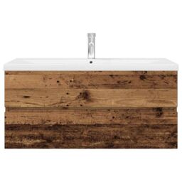 Berkfield Home Sink Cabinet with Built-in Basin & Faucet Old Wood in Brown - thumbnail 6
