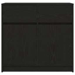 Berkfield Home Sideboard with Drawer Black Oak 80x34x76 cm Engineered Wood - Size: 80 x 34 x 76 cm - thumbnail 6