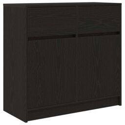 Berkfield Home Sideboard with Drawer Black Oak 80x34x76 cm Engineered Wood - Size: 80 x 34 x 76 cm - thumbnail 2