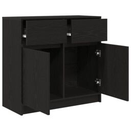 Berkfield Home Sideboard with Drawer Black Oak 80x34x76 cm Engineered Wood - Size: 80 x 34 x 76 cm - thumbnail 5