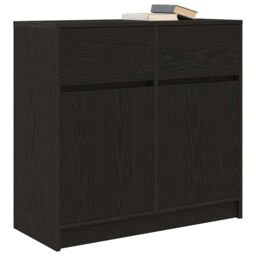 Berkfield Home Sideboard with Drawer Black Oak 80x34x76 cm Engineered Wood - Size: 80 x 34 x 76 cm - thumbnail 4