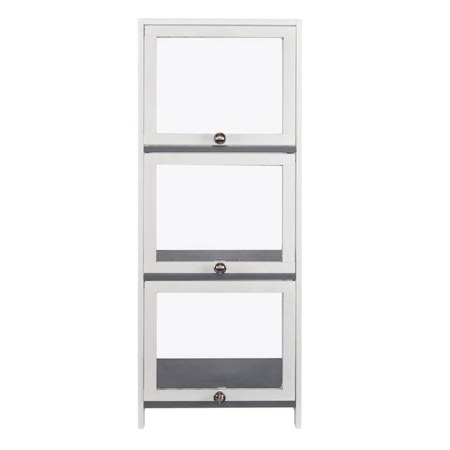KORVIXA 3-Tier Bamboo Display Case Storage Cabinet in White - Size: 0.6m2 - image 1