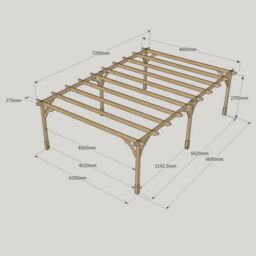 Rutland County Garden Furniture Ltd Premium Pergola 6 Posts - Wood - L480 x W720 x H270 cm - Light Green in Brown - thumbnail 4