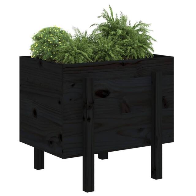 Berkfield Home Beautiful Garden Planter Black 62x50x57 cm Solid Wood Pine - Size: 62 x 50 x 57 cm - image 1
