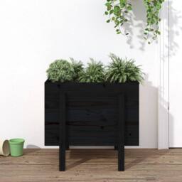Berkfield Home Beautiful Garden Planter Black 62x50x57 cm Solid Wood Pine - Size: 62 x 50 x 57 cm - thumbnail 2