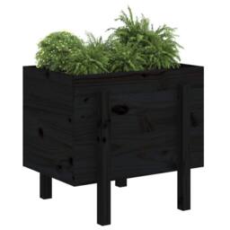 Berkfield Home Beautiful Garden Planter Black 62x50x57 cm Solid Wood Pine - Size: 62 x 50 x 57 cm - thumbnail 1