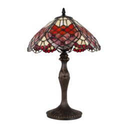 Happy Homewares Handmade Red Beaded Stained Glass Tiffany Table Lamp - Size: 8 inches - thumbnail 2