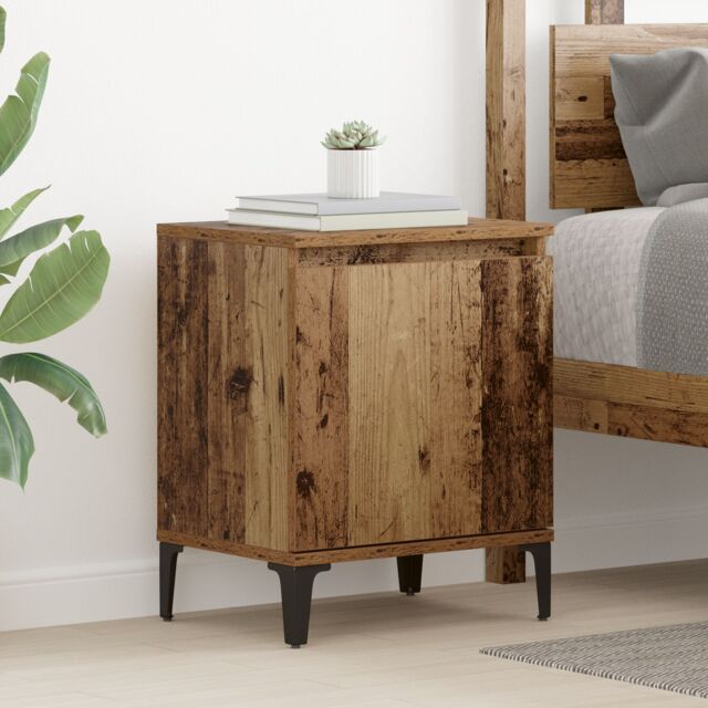 Berkfield Home Old Wood Nightstand Old wood Solid wood, metal 40 x 30 x 50 cm in Brown - image 1