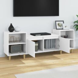 Berkfield Home TV Cabinet White 160x35x55 cm Engineered Wood - Size: 160 x 35 x 55 cm - thumbnail 4