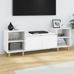 Berkfield Home TV Cabinet White 160x35x55 cm Engineered Wood - Size: 160 x 35 x 55 cm - thumbnail 1