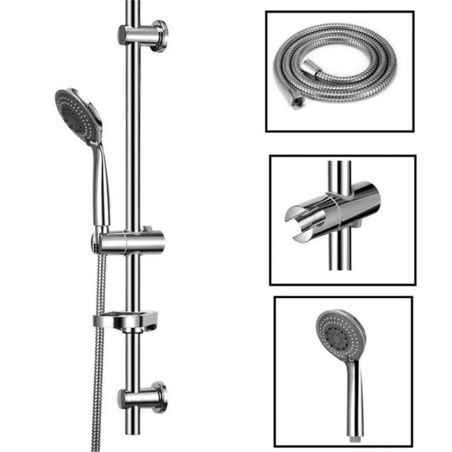 Nordara Shower Riser Rail Kit Adjustable Slider Soap Dish Holder Set in Silver - image 1