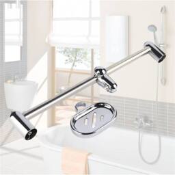 Nordara Shower Riser Rail Kit Adjustable Slider Soap Dish Holder Set in Silver - thumbnail 4