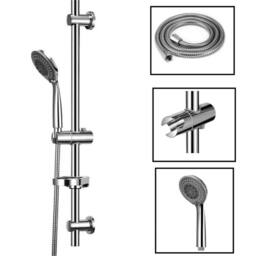 Nordara Shower Riser Rail Kit Adjustable Slider Soap Dish Holder Set in Silver
