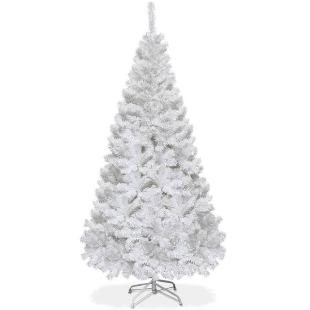 Costway 180 cm White PVC Christmas Tree Indoor Outdoor 3 Sections Xmas Tree - image 1