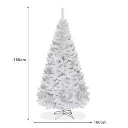 Costway 180 cm White PVC Christmas Tree Indoor Outdoor 3 Sections Xmas Tree - thumbnail 2