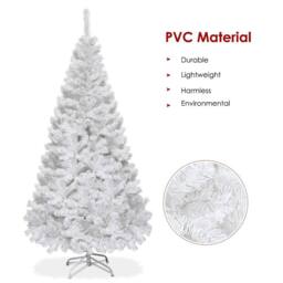 Costway 180 cm White PVC Christmas Tree Indoor Outdoor 3 Sections Xmas Tree - thumbnail 9