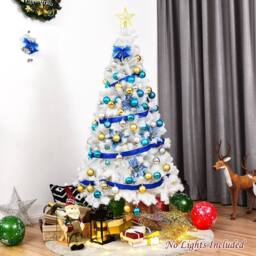 Costway 180 cm White PVC Christmas Tree Indoor Outdoor 3 Sections Xmas Tree - thumbnail 6