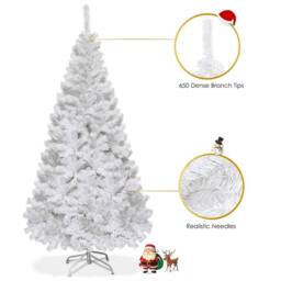 Costway 180 cm White PVC Christmas Tree Indoor Outdoor 3 Sections Xmas Tree - thumbnail 8