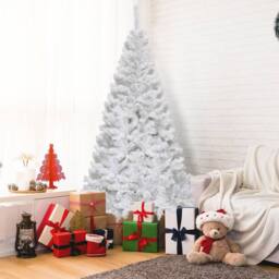 Costway 180 cm White PVC Christmas Tree Indoor Outdoor 3 Sections Xmas Tree - thumbnail 5