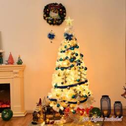 Costway 180 cm White PVC Christmas Tree Indoor Outdoor 3 Sections Xmas Tree - thumbnail 7