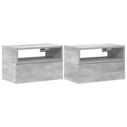 Berkfield Home Wall-mounted Bedside Cabinets 2 pcs Concrete Grey 45x26x28.5 cm - thumbnail 2