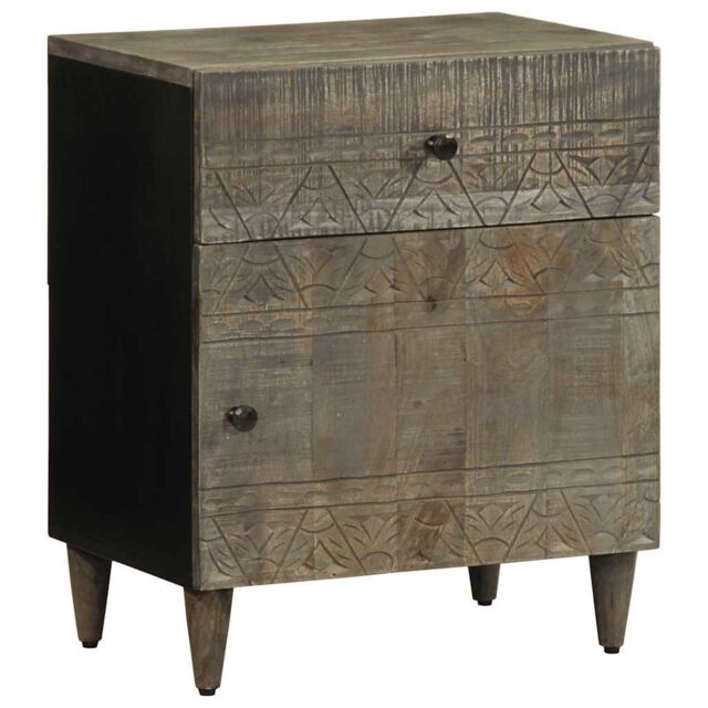 Berkfield Home Bedside Cabinet Light Grey 50x33x60 cm Solid Wood Mango - Size: 50 x 33 x 60 cm - image 1