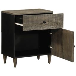 Berkfield Home Bedside Cabinet Light Grey 50x33x60 cm Solid Wood Mango - Size: 50 x 33 x 60 cm - thumbnail 3