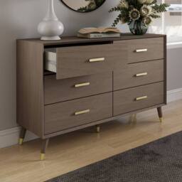 Melody Maison Large 6 Drawer Chest Of Drawers - Oslo Dark Wood Range in Brown - thumbnail 5