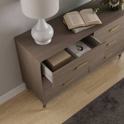 Melody Maison Large 6 Drawer Chest Of Drawers - Oslo Dark Wood Range in Brown - thumbnail 2