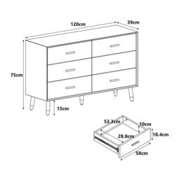 Melody Maison Large 6 Drawer Chest Of Drawers - Oslo Dark Wood Range in Brown - thumbnail 6