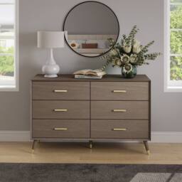 Melody Maison Large 6 Drawer Chest Of Drawers - Oslo Dark Wood Range in Brown