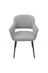 Living and Home 2Pcs Grey Linen Dining Chair with Metal Legs - thumbnail 4