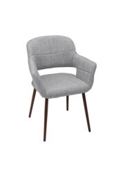 Living and Home 2Pcs Grey Linen Dining Chair with Metal Legs - thumbnail 5